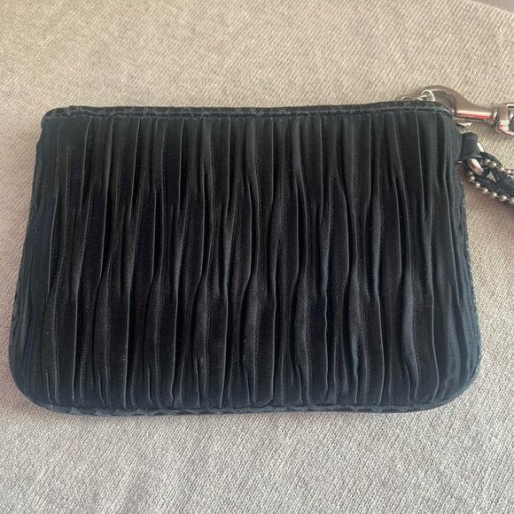 Coach Black Satin Runched Wristlet with Snakeskin Leather Trim - Picture 5 of 10